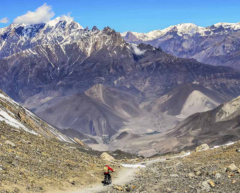 Biking in the mountains. Nepal, Asia.