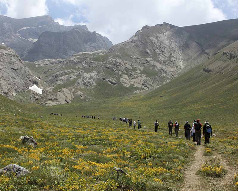 Groups of people trekking. Turkey.