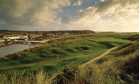 Golf course with grasslands. Scotland, UK.